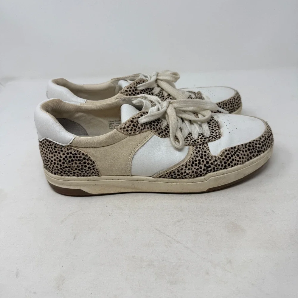 Madewell Court Sneakers 9.5 White Leather Cheetah Real Calf Hair Low Top‎